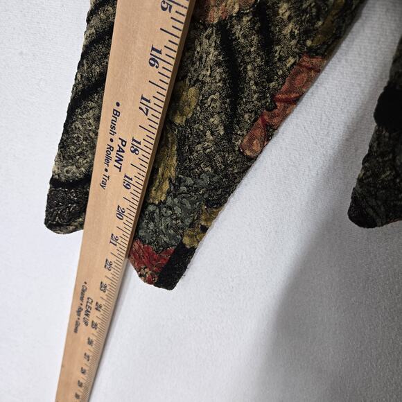 VTG K Petite Collection Jacket Sz 12P Green Multi Floral Button Front Open Back - Picture 13 of 14